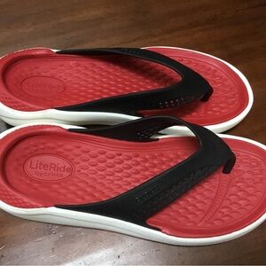 CROCS Unisex Red and Black LiteRide Flip Flops